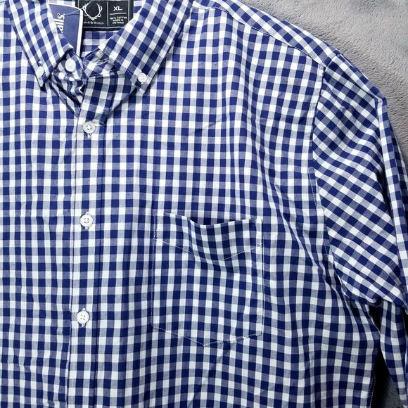 Luke & Dutch Shirt Mens XL Blue Plaid Button Down Long Sleeve Collared - Picture 2 of 9